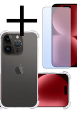 NoXx Hoes Geschikt voor iPhone 15 Pro Hoesje Siliconen Cover Shock Proof Back Case Shockproof Hoes Met Screenprotector - Transparant