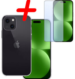 BASEY. BASEY. iPhone 15 Hoesje Siliconen Met Screenprotector - Transparant