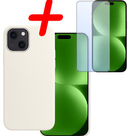 BASEY. BASEY. iPhone 15 Hoesje Siliconen Met Screenprotector - Wit