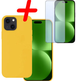 BASEY. BASEY. iPhone 15 Plus Hoesje Siliconen Met Screenprotector - Geel
