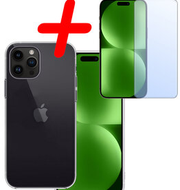 BASEY. BASEY. iPhone 15 Pro Max Hoesje Siliconen Met Screenprotector - Transparant