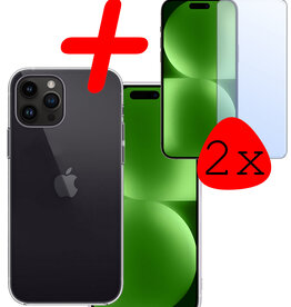 BASEY. BASEY. iPhone 15 Pro Max Hoesje Siliconen Met 2x Screenprotector - Transparant