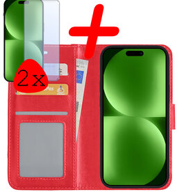 BASEY. BASEY. iPhone 15 Pro Max Hoesje Bookcase Met 2x Screenprotector - Rood