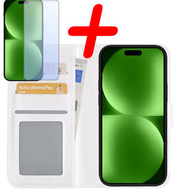 BASEY. BASEY. iPhone 15 Pro Max Hoesje Bookcase Met Screenprotector - Wit