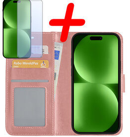 BASEY. BASEY. iPhone 15 Pro Max Hoesje Bookcase Met Screenprotector - Rose Goud