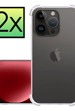 NoXx Hoes Geschikt voor iPhone 15 Pro Max Hoesje Siliconen Cover Shock Proof Back Case Shockproof Hoes - Transparant - 2x