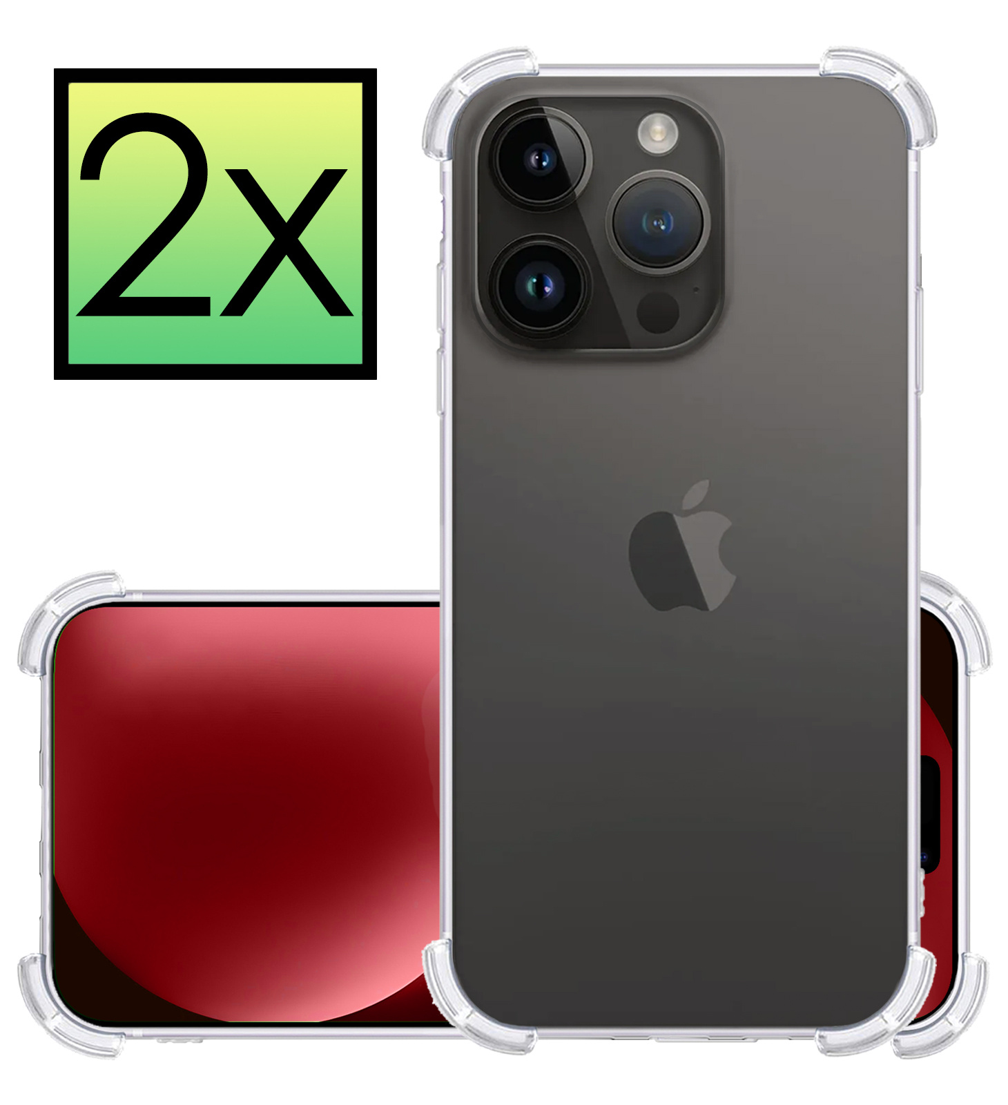 NoXx Hoes Geschikt voor iPhone 15 Pro Max Hoesje Siliconen Cover Shock Proof Back Case Shockproof Hoes - Transparant - 2x