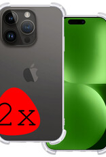 BASEY. Hoes Geschikt voor iPhone 15 Pro Max Hoesje Shock Proof Case Hoes Siliconen - Hoesje Geschikt voor iPhone 15 Pro Max Hoes Cover Shockproof - Transparant - 2 Stuks