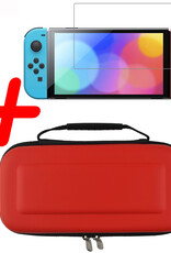BASEY. Hoesje Geschikt voor Nintendo Switch OLED Case Hoes Hard Cover Met Screenprotector - Bescherm Case Geschikt voor Nintendo Switch OLED Hoes - Rood