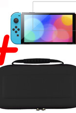 BASEY. Hoesje Geschikt voor Nintendo Switch OLED Case Hoes Hard Cover Met Screenprotector - Bescherm Case Geschikt voor Nintendo Switch OLED Hoes - Zwart
