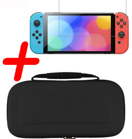 BASEY. BASEY. Nintendo Switch OLED Hoesje Handvat Met Screenprotector - Zwart