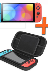 Nomfy Hoesje Geschikt voor Nintendo Switch OLED Hoes Bescherm Case Hardcover Met Screenprotector - Hoes Geschikt voor Nintendo Switch OLED Case - Blauw