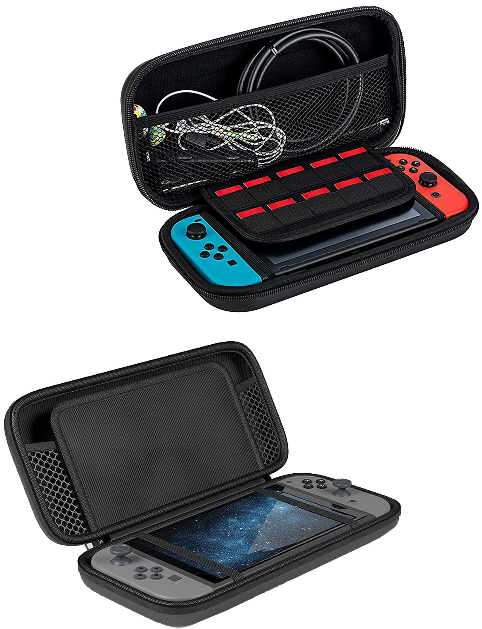Nomfy Hoesje Geschikt voor Nintendo Switch Hoes Bescherm Case Hardcover Met Screenprotector - Hoes Geschikt voor Nintendo Switch Case - Zwart