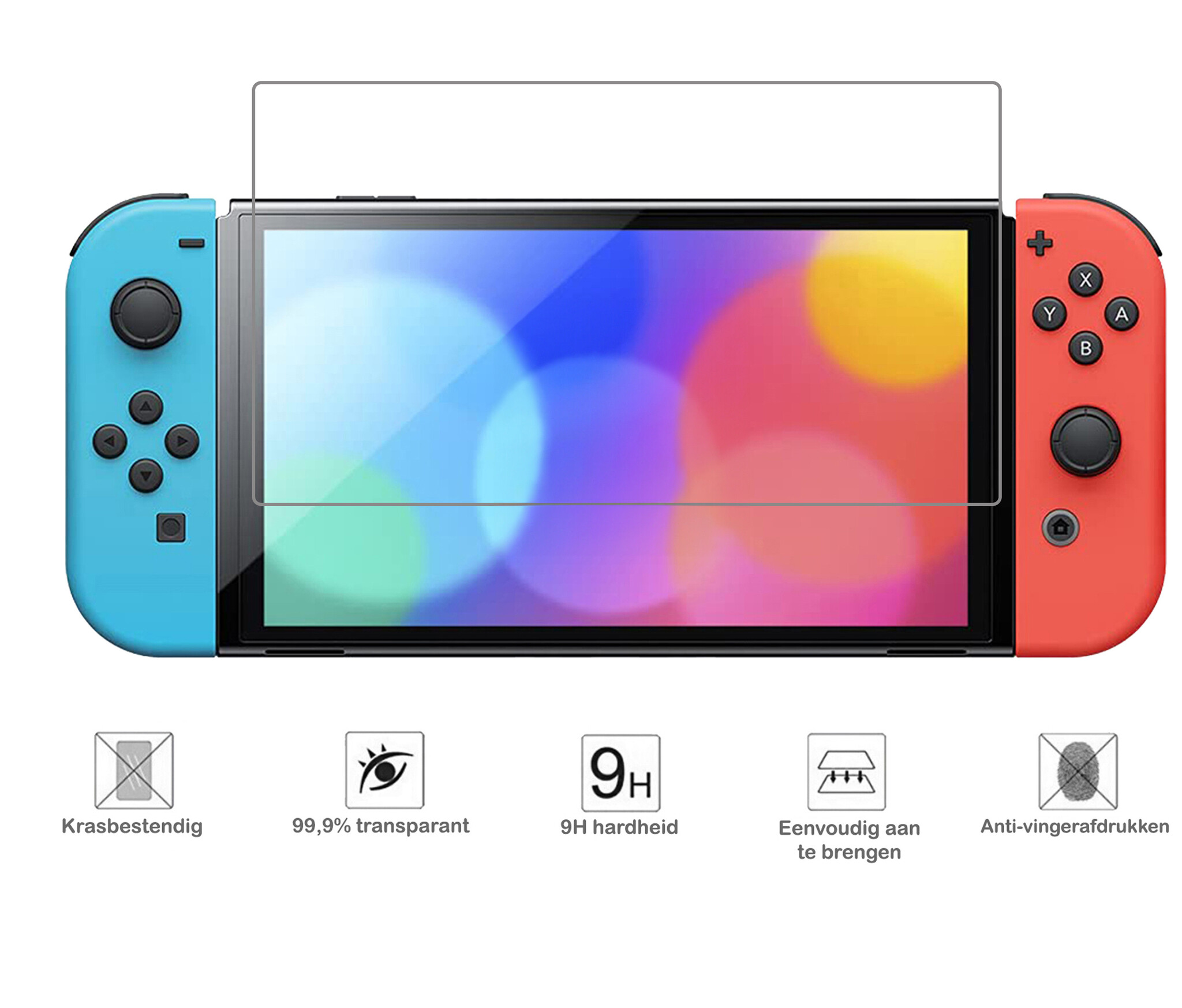 BASEY. Hoesje Geschikt voor Nintendo Switch Case Hoes Hard Cover Met Screenprotector - Bescherm Case Geschikt voor Nintendo Switch Hoes - Zwart