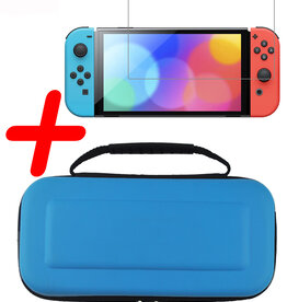 BASEY. BASEY. Nintendo Switch OLED Hoesje Handvat Met Screenprotector - Blauw