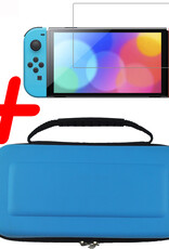 BASEY. Hoesje Geschikt voor Nintendo Switch Case Hoes Hard Cover Met Screenprotector - Bescherm Case Geschikt voor Nintendo Switch Hoes - Blauw
