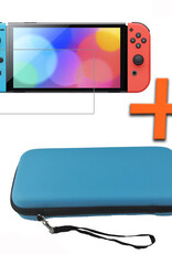 Nomfy Hoesje Geschikt voor Nintendo Switch Hoes Bescherm Case Hardcover Polsbandje Met Screenprotector - Hoes Geschikt voor Nintendo Switch Case - Blauw