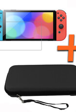 Nomfy Hoesje Geschikt voor Nintendo Switch Hoes Bescherm Case Hardcover Polsbandje Met Screenprotector - Hoes Geschikt voor Nintendo Switch Case - Zwart