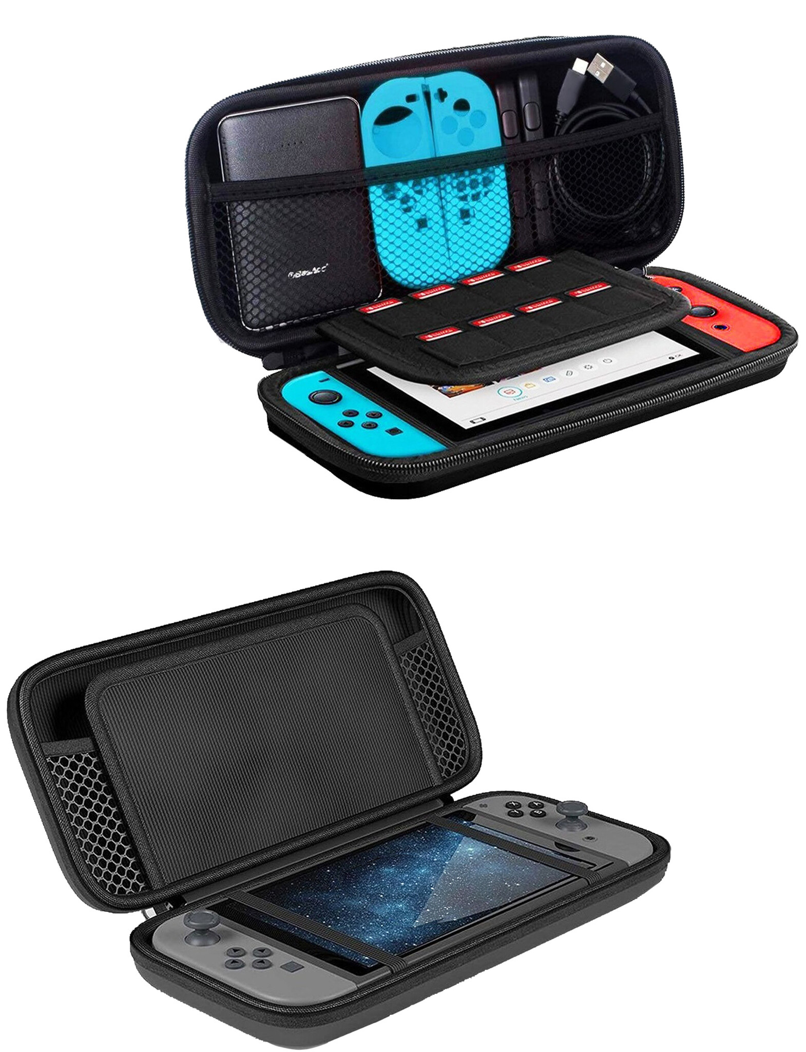 Nomfy Hoesje Geschikt voor Nintendo Switch OLED Hoes Bescherm Case Hardcover Polsbandje Met Screenprotector - Hoes Geschikt voor Nintendo Switch OLED Case - Blauw