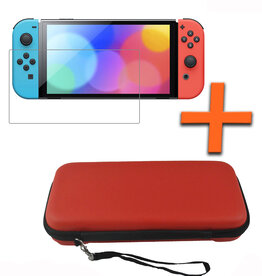 Nomfy Nomfy Nintendo Switch OLED Hoesje Met Screenprotector - Rood