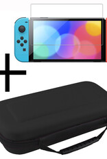 NoXx Hoesje Geschikt voor Nintendo Switch OLED Case Hoes Hard Cover Met Screenprotector - Hoes Geschikt voor Nintendo Switch OLED Hoes - Zwart