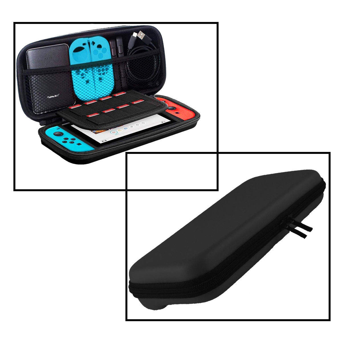 NoXx Hoesje Geschikt voor Nintendo Switch Case Hoes Hard Cover Koord Met Screenprotector - Hoes Geschikt voor Nintendo Switch Hoes - Zwart
