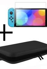 NoXx Hoesje Geschikt voor Nintendo Switch Case Hoes Hard Cover Koord Met Screenprotector - Hoes Geschikt voor Nintendo Switch Hoes - Zwart