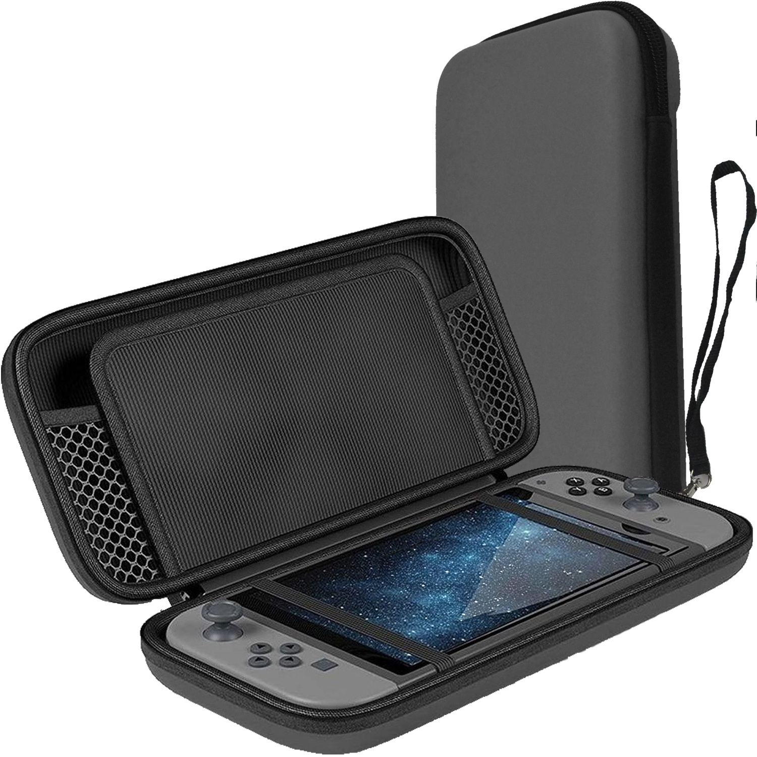 NoXx Hoesje Geschikt voor Nintendo Switch OLED Case Hoes Hard Cover Koord Met Screenprotector - Hoes Geschikt voor Nintendo Switch OLED Hoes - Grijs
