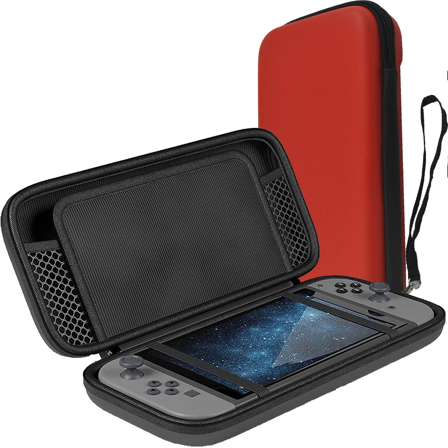 NoXx Hoesje Geschikt voor Nintendo Switch OLED Case Hoes Hard Cover Koord Met Screenprotector - Hoes Geschikt voor Nintendo Switch OLED Hoes - Rood