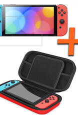Nomfy Hoesje Geschikt voor Nintendo Switch OLED Hoes Bescherm Case Hardcover Met Screenprotector - Hoes Geschikt voor Nintendo Switch OLED Case - Rood