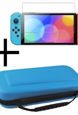 NoXx Hoesje Geschikt voor Nintendo Switch OLED Case Hoes Hard Cover Met Screenprotector - Hoes Geschikt voor Nintendo Switch OLED Hoes - Blauw