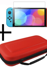 NoXx Hoesje Geschikt voor Nintendo Switch Case Hoes Hard Cover Met Screenprotector - Hoes Geschikt voor Nintendo Switch Hoes - Rood