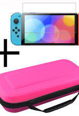 NoXx Hoesje Geschikt voor Nintendo Switch Case Hoes Hard Cover Met Screenprotector - Hoes Geschikt voor Nintendo Switch Hoes - Roze