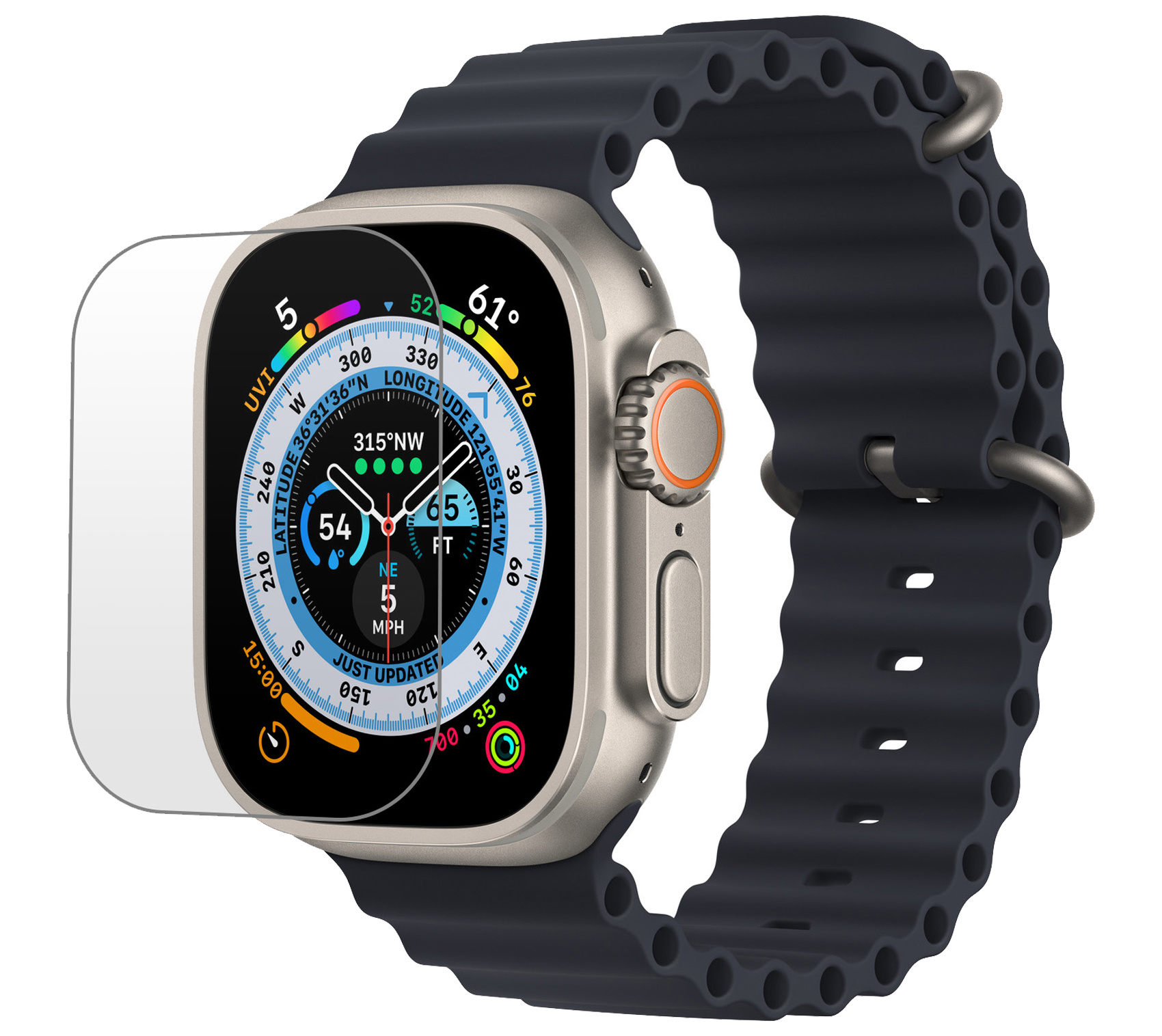 BASEY. Screenprotector Geschikt voor Apple Watch Ultra 2 Screenprotector Tempered Glass Beschermglas - Screenprotector Geschikt voor Apple Watch Ultra 2 (49 mm) Screen Protector