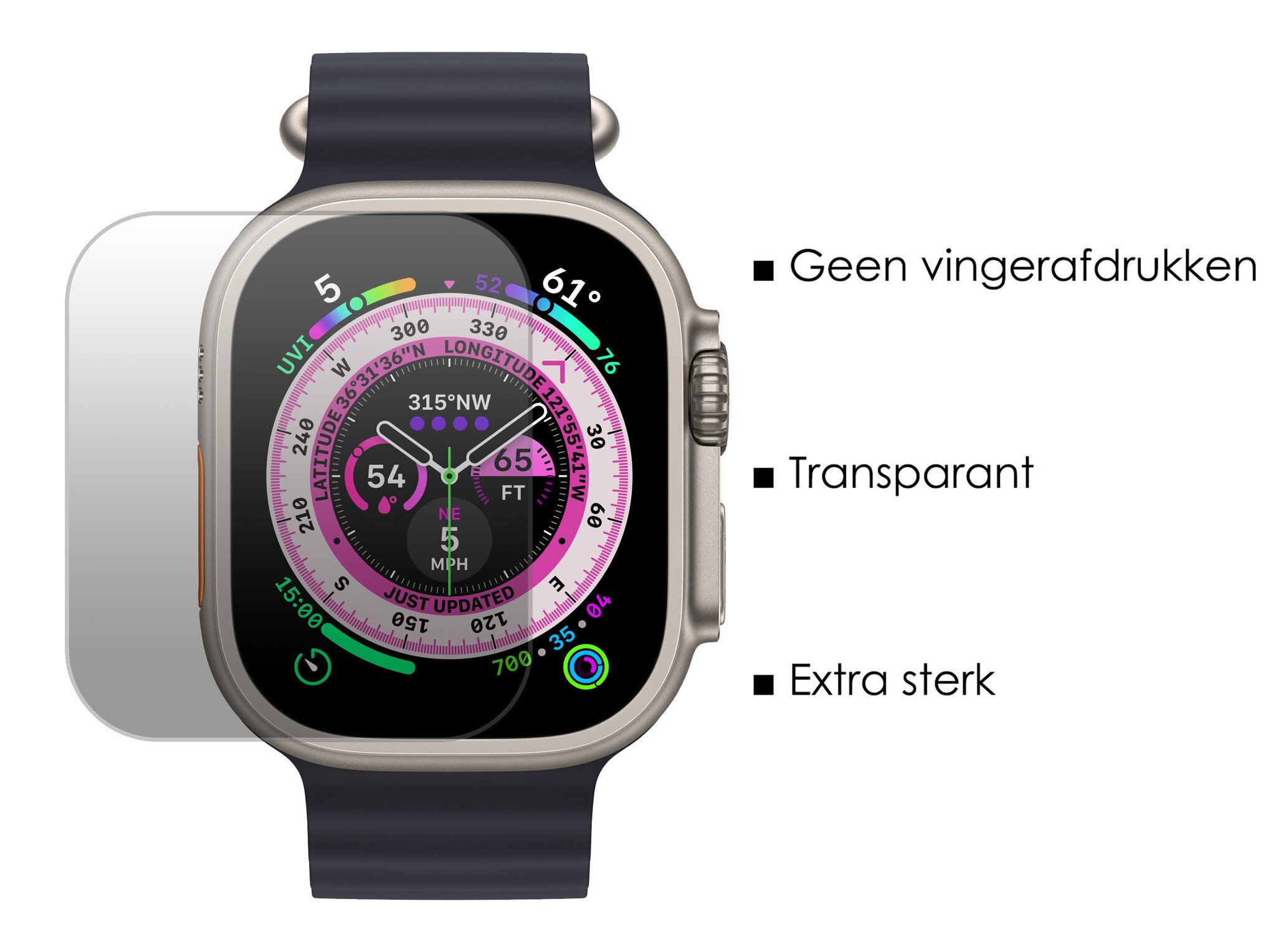 NoXx Screenprotector Geschikt voor Apple Watch Ultra 2 Screenprotector Tempered Glass Gehard Glas