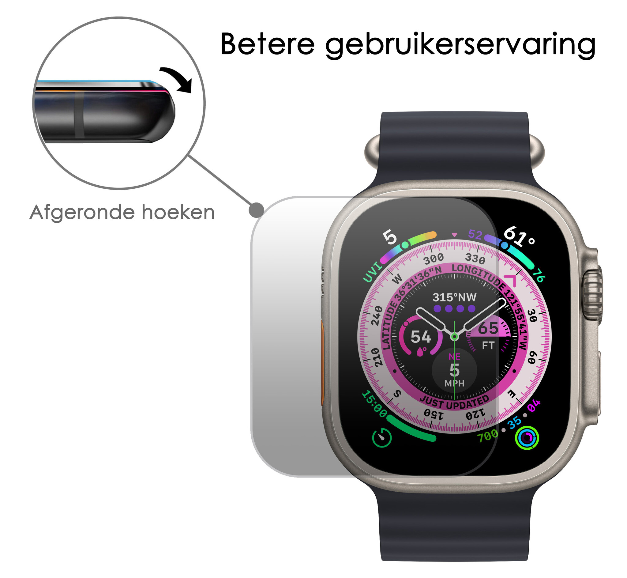NoXx Screenprotector Geschikt voor Apple Watch Ultra 2 Screenprotector Tempered Glass Gehard Glas - 3x