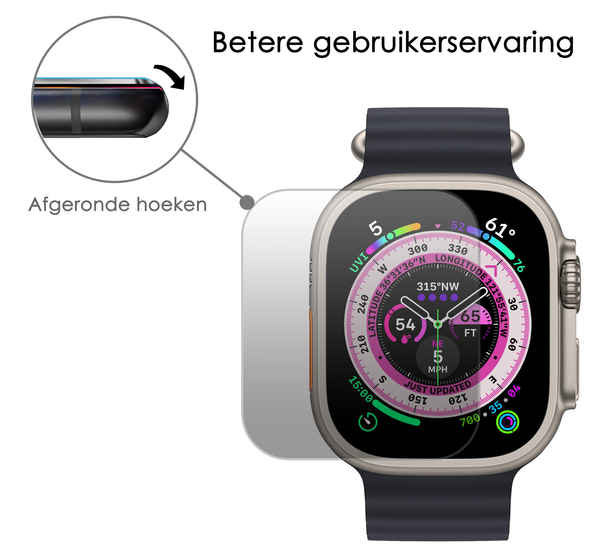 NoXx Screenprotector voor Apple Watch Ultra 2 Screenprotector Tempered Glass Beschermglas - Apple Watch Ultra 2 Screen Protector