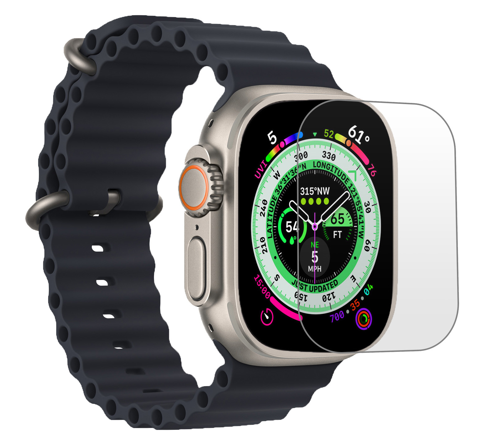 Nomfy Screenprotector Geschikt voor Apple Watch Ultra 2 Screenprotector Bescherm Glas - Screen Protector Geschikt voor Apple Watch Ultra 2 (49 mm) Screenprotector Tempered Glass