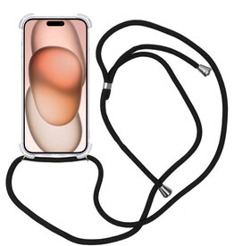 Nomfy Nomfy iPhone 15 Pro Hoesje Transparant Shockproof Met Zwart Koord