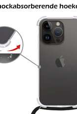 Nomfy Hoesje Geschikt voor iPhone 15 Pro Hoesje Shock Proof Transparant Met Telefoonketting Case Shock Koord - Hoesje Geschikt voor iPhone 15 Pro Shock Proof Case Met Koord - Transparant