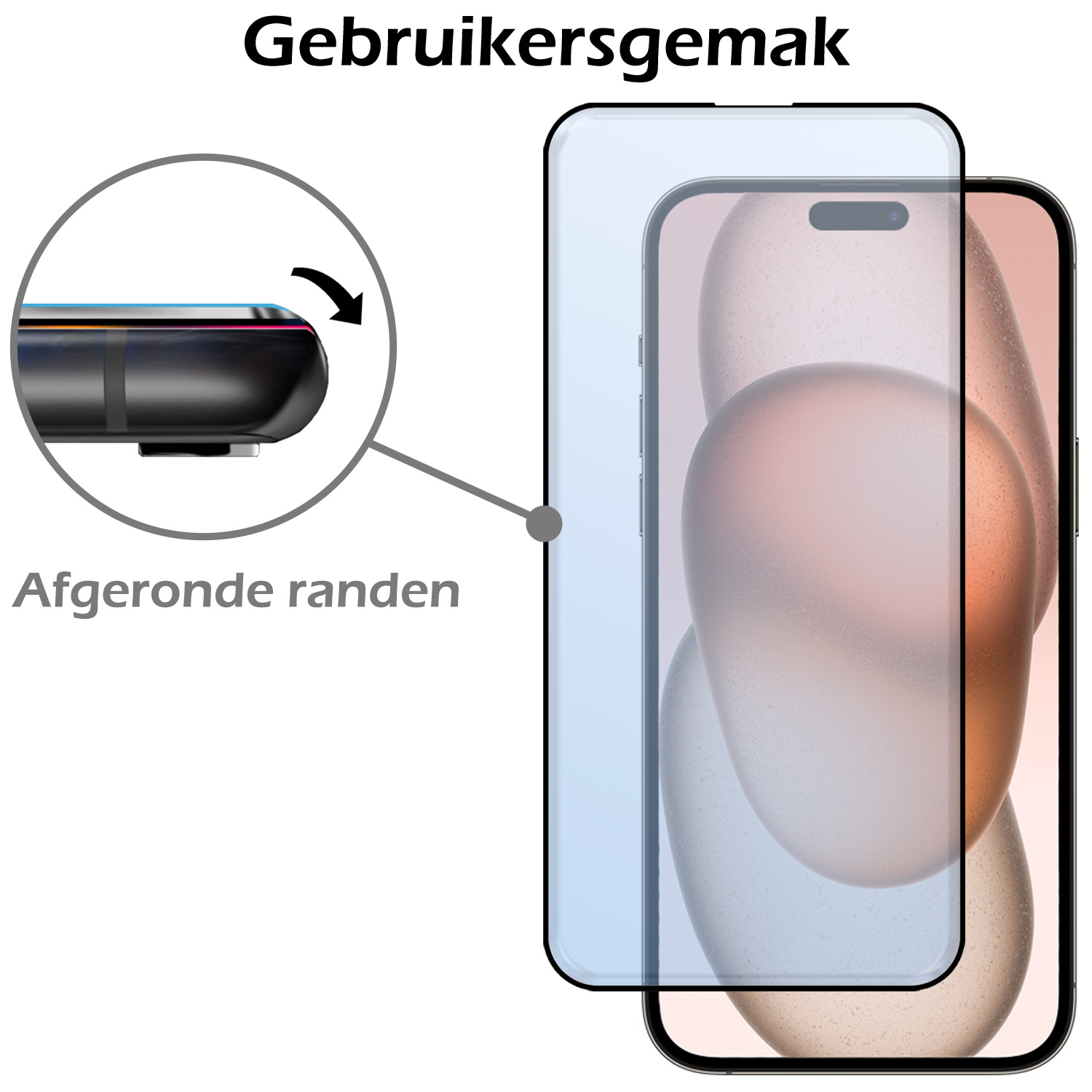 Nomfy Screenprotector Geschikt voor iPhone 15 Pro Screenprotector Bescherm Glas - Screenprotector Geschikt voor iPhone 15 Pro Screen Protector Tempered Glass Full Screen Full Cover - 2 PACK