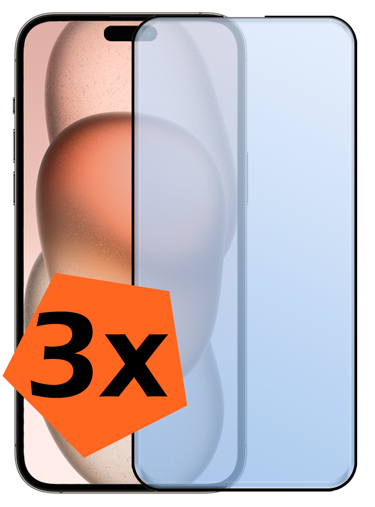 Nomfy Screenprotector Geschikt voor iPhone 15 Pro Screenprotector Bescherm Glas - Screenprotector Geschikt voor iPhone 15 Pro Screen Protector Tempered Glass Full Screen Full Cover - 3 PACK