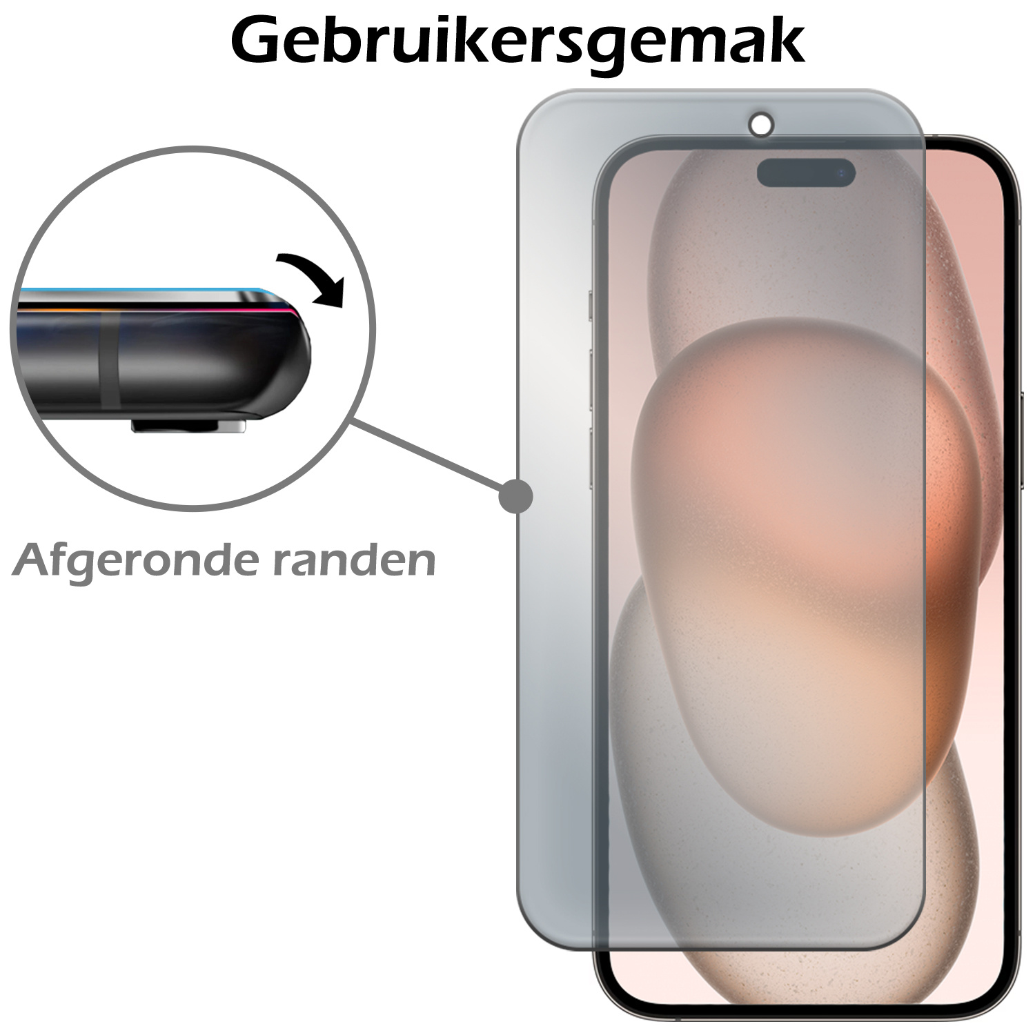 Nomfy Screenprotector Geschikt voor iPhone 15 Screenprotector Privacy Bescherm Glas - Screenprotector Geschikt voor iPhone 15 Privacy Screenprotector Tempered Glass