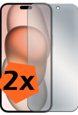 Nomfy Screenprotector Geschikt voor iPhone 15 Plus Screenprotector Privacy Bescherm Glas - Screenprotector Geschikt voor iPhone 15 Plus Privacy Screenprotector Tempered Glass - 2 PACK