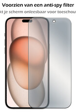 Nomfy Screenprotector Geschikt voor iPhone 15 Plus Screenprotector Privacy Bescherm Glas - Screenprotector Geschikt voor iPhone 15 Plus Privacy Screenprotector Tempered Glass - 2 PACK