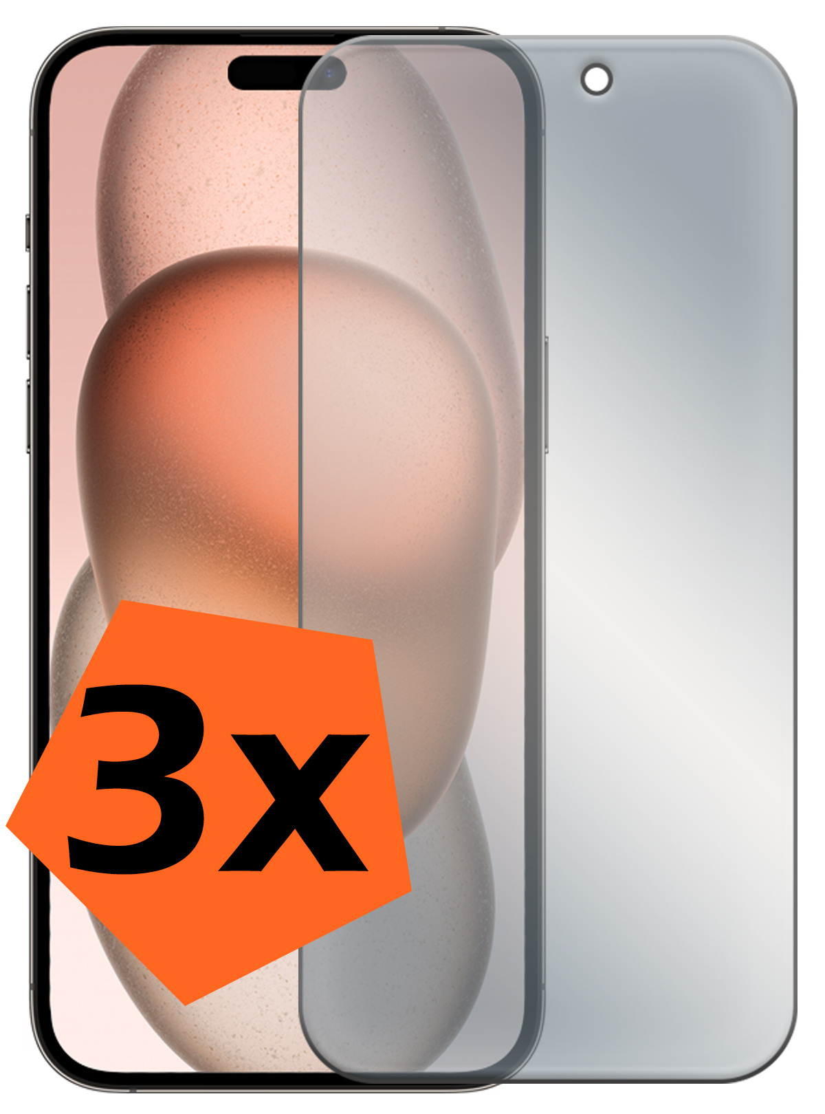 Nomfy Screenprotector Geschikt voor iPhone 15 Pro Screenprotector Privacy Bescherm Glas - Screenprotector Geschikt voor iPhone 15 Pro Privacy Screenprotector Tempered Glass - 3 PACK