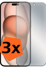 Nomfy Screenprotector Geschikt voor iPhone 15 Pro Max Screenprotector Privacy Bescherm Glas - Screenprotector Geschikt voor iPhone 15 Pro Max Privacy Screenprotector Tempered Glass - 3 PACK