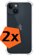 Nomfy Hoesje Geschikt voor iPhone 15 Hoesje Shock Proof Cover Case Shockproof - Hoes Geschikt voor iPhone 15 Hoes Siliconen Back Case - Transparant - 2 PACK
