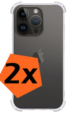 Nomfy Hoesje Geschikt voor iPhone 15 Pro Hoesje Shock Proof Cover Case Shockproof - Hoes Geschikt voor iPhone 15 Pro Hoes Siliconen Back Case - Transparant - 2 PACK