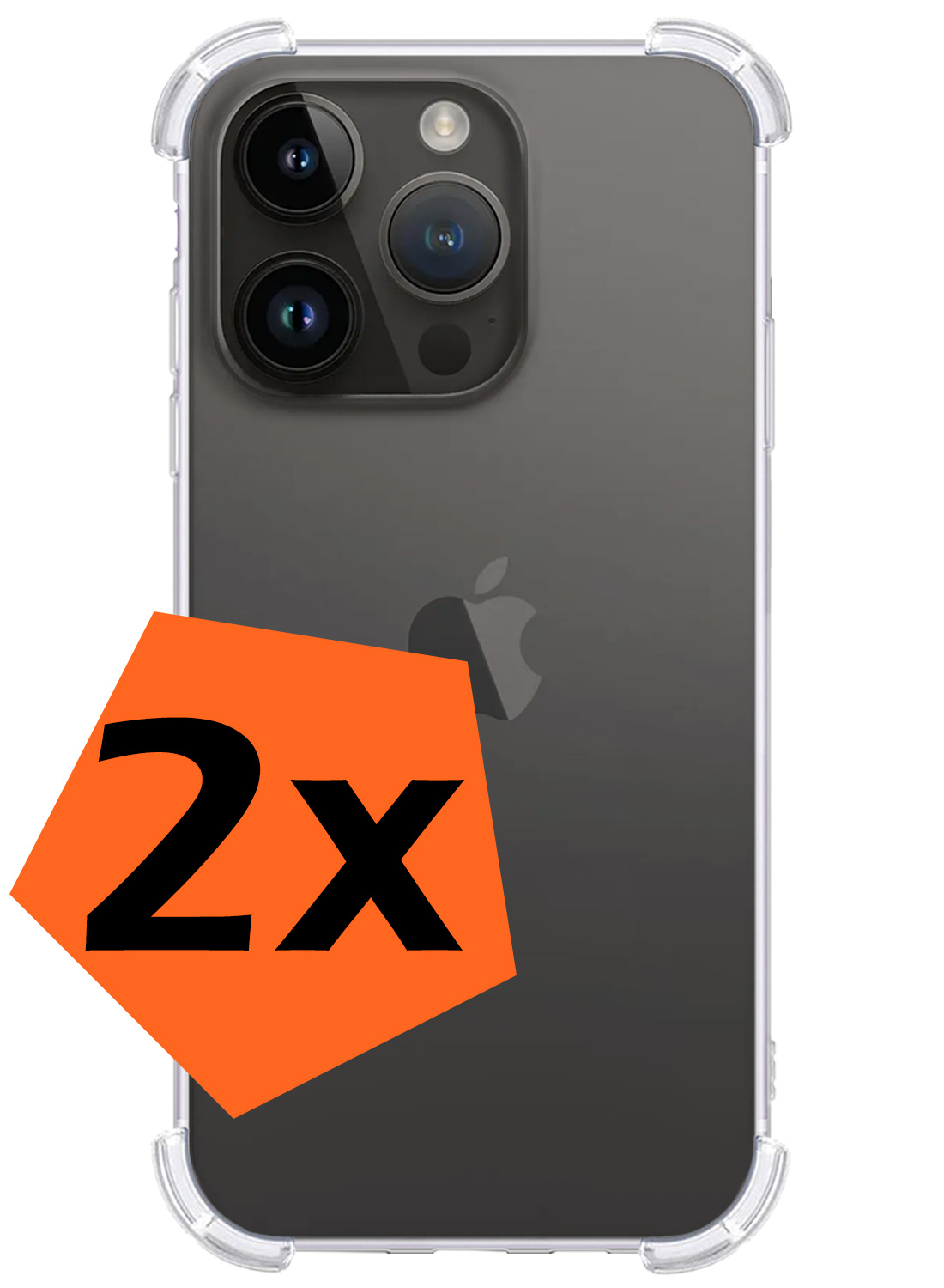 Nomfy Hoesje Geschikt voor iPhone 15 Pro Max Hoesje Shock Proof Cover Case Shockproof - Hoes Geschikt voor iPhone 15 Pro Max Hoes Siliconen Back Case - Transparant - 2 PACK